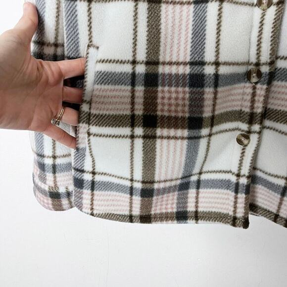 Sage Women's Plush Shirt Jacket S Pink Plaid Fleece Flannel Sherpa Lined Shacket - Picture 3 of 10